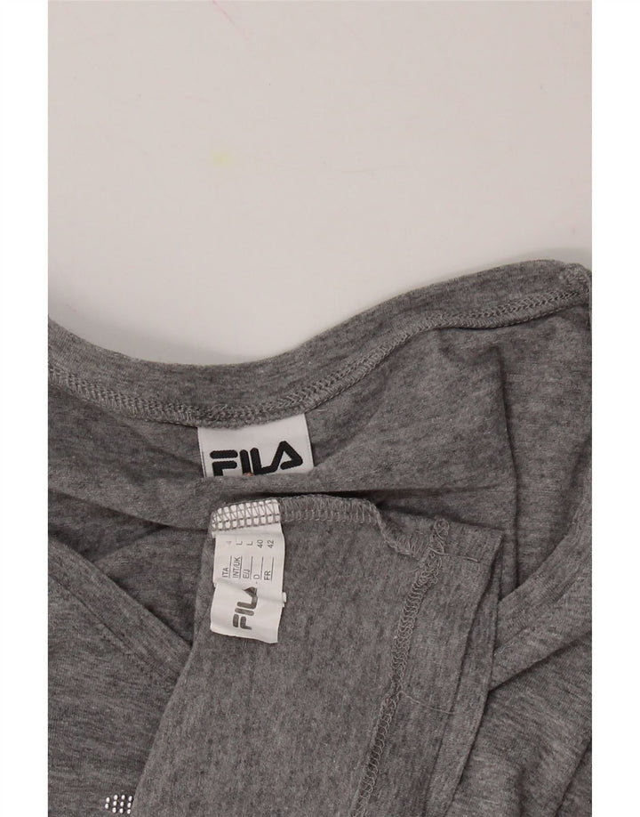 FILA Womens Top Long Sleeve UK 14 Large Grey Cotton Vintage Fila and Second-Hand Fila from Messina Hembry 
