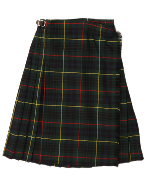 Saia vintage feminina 9-10 anos W24 xadrez verde poliéster