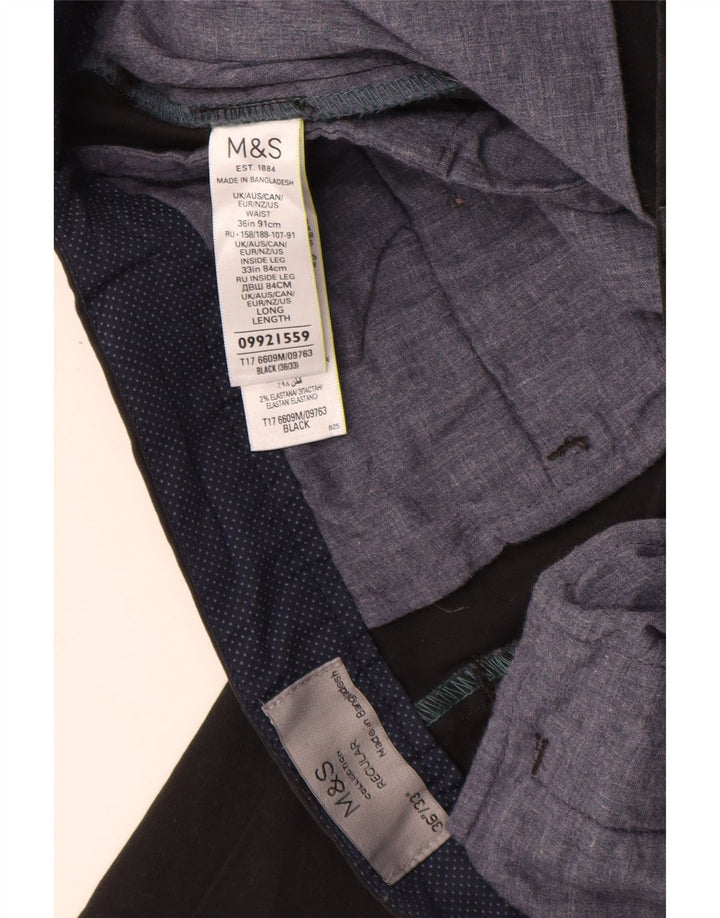 Calça chino masculina MARKS & SPENCER regular fit W36 L33 algodão preto