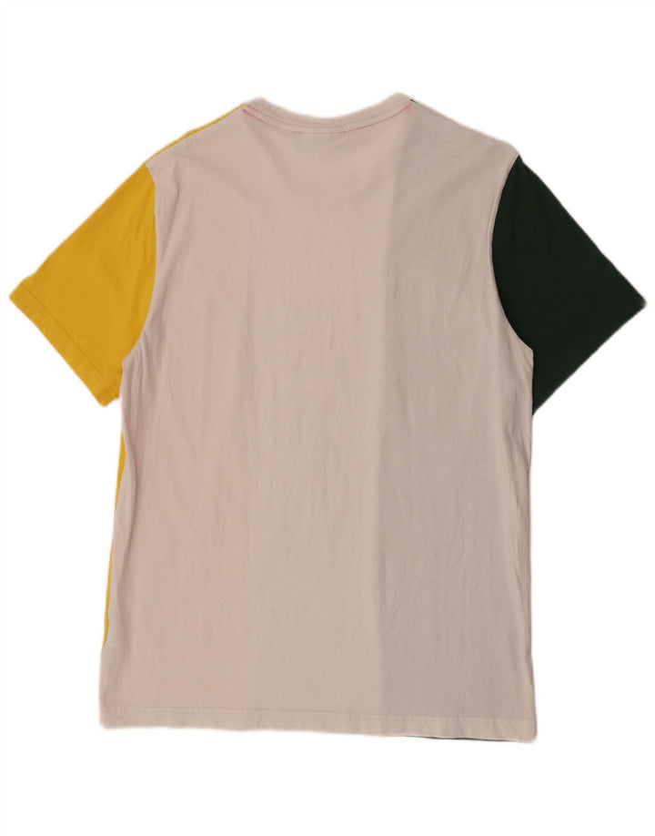 Camiseta gráfica masculina Lacoste tamanho superior 5 grande bloco colorido multicolorido