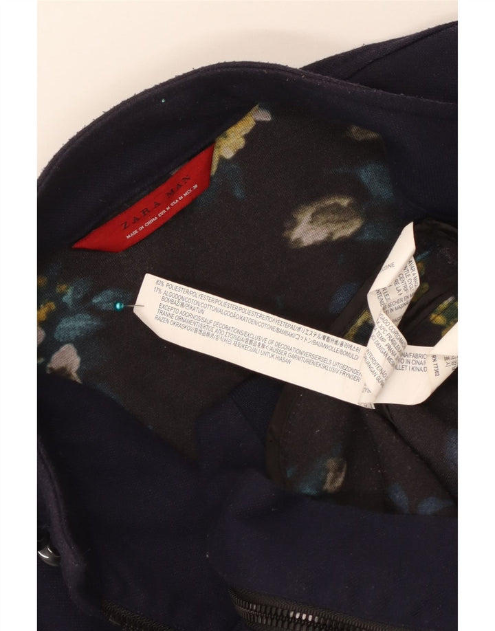 Jaqueta bomber masculina ZARA UK 38 poliéster azul marinho médio