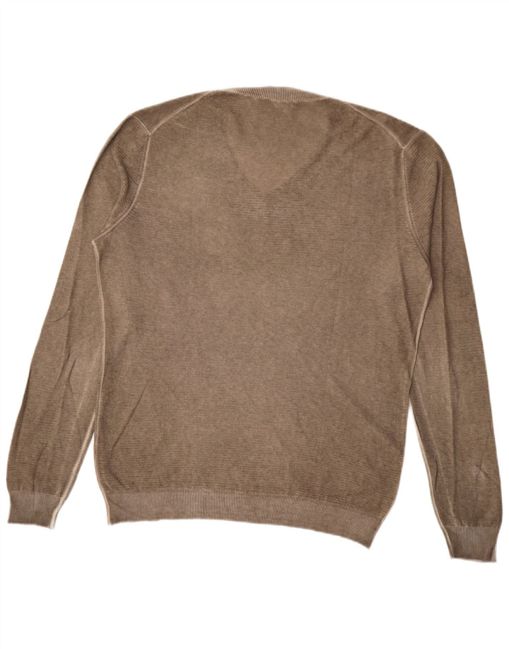 Suéter masculino Sisley com decote em V grande marrom
