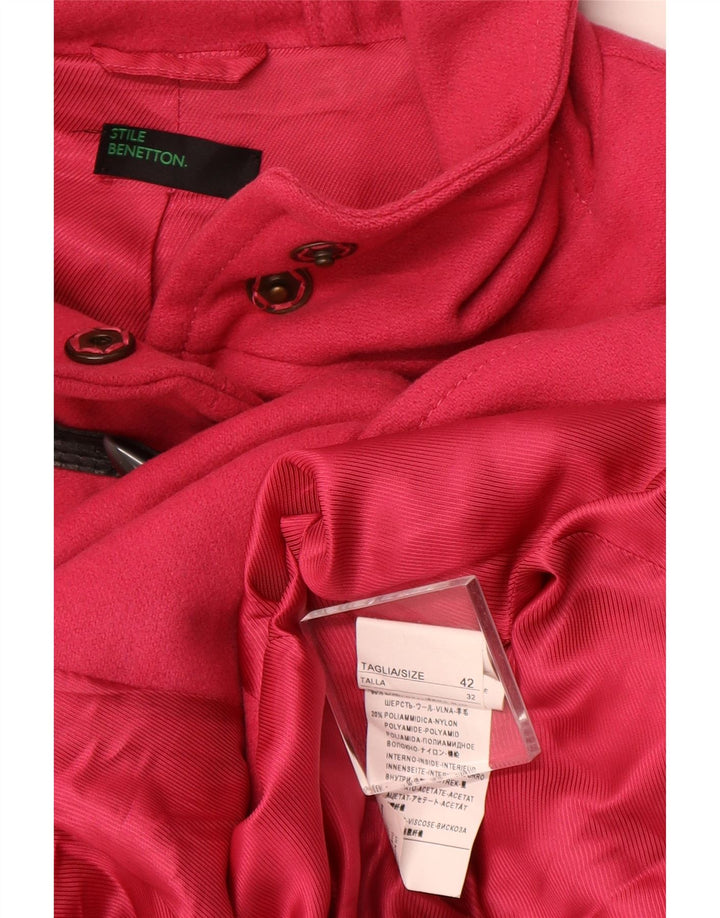 Casaco Duffle feminino com capuz BENETTON IT 42 lã rosa médio