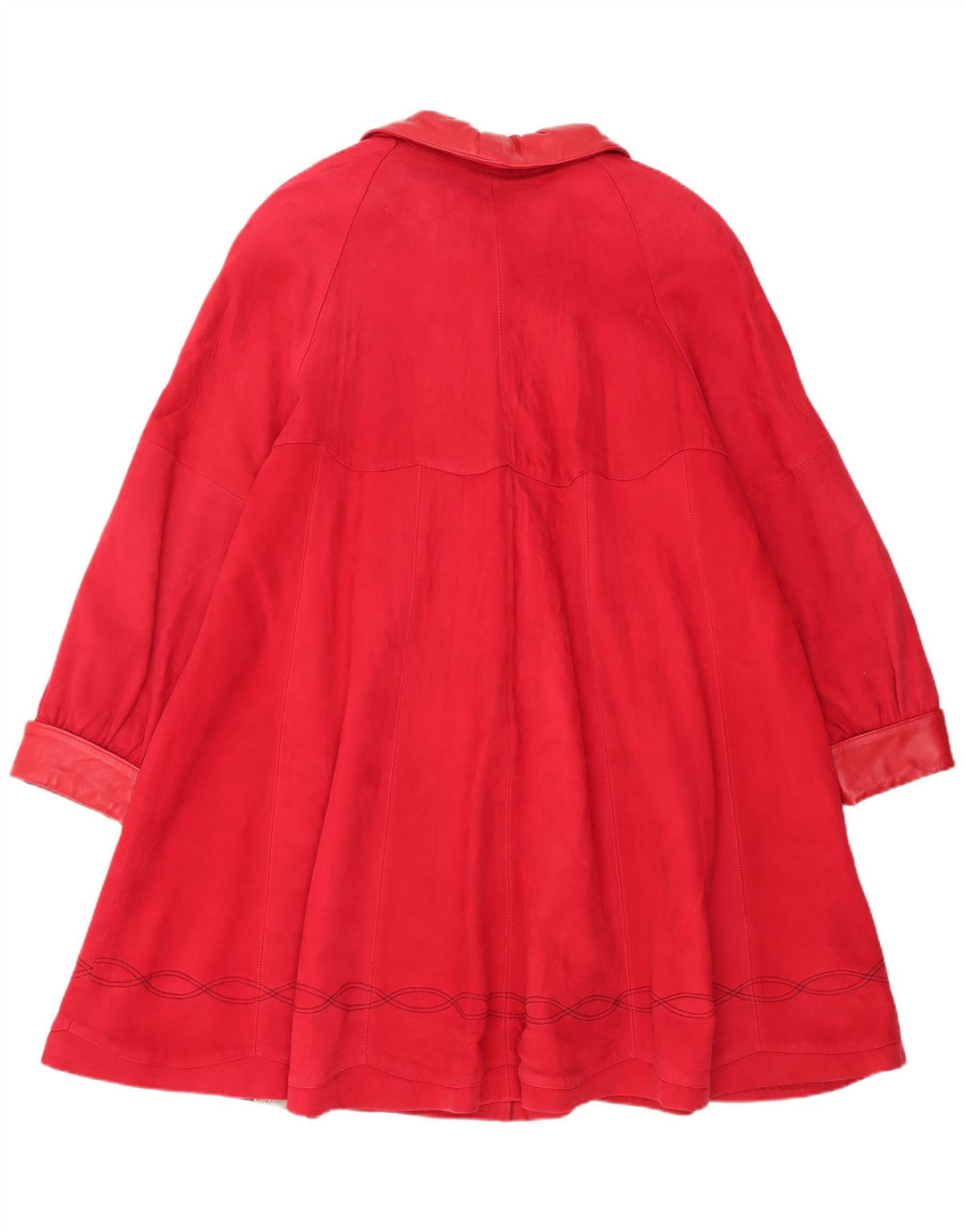 Sobretudo feminino vintage de camurça grande Reino Unido 14 couro vermelho médio