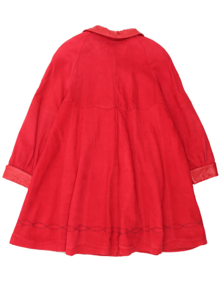Sobretudo feminino vintage de camurça grande Reino Unido 14 couro vermelho médio