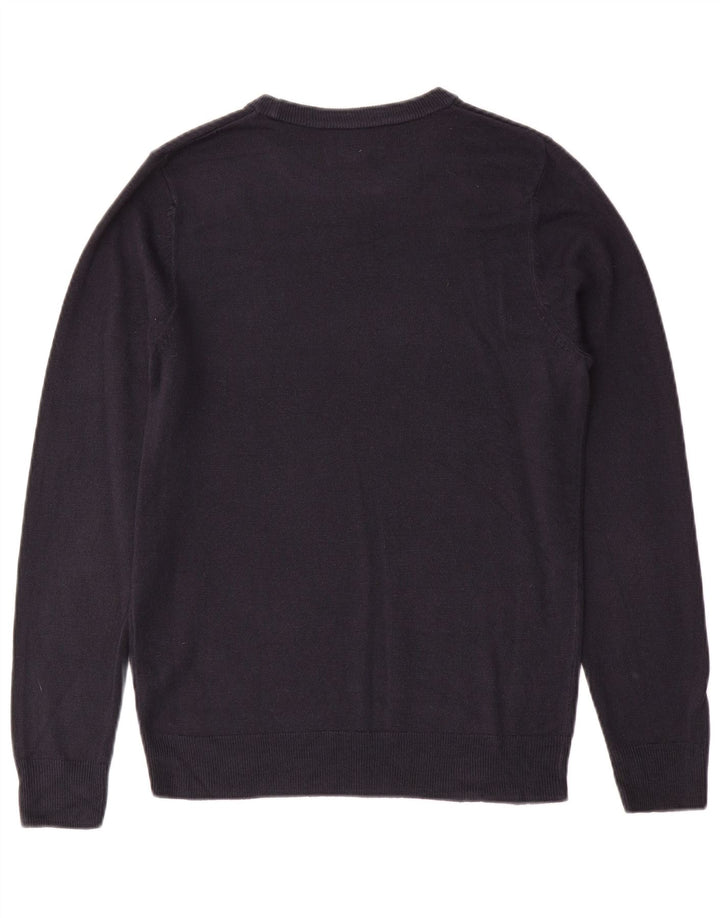 Suéter masculino Marks & Spencer com gola redonda, caxemira azul marinho pequeno