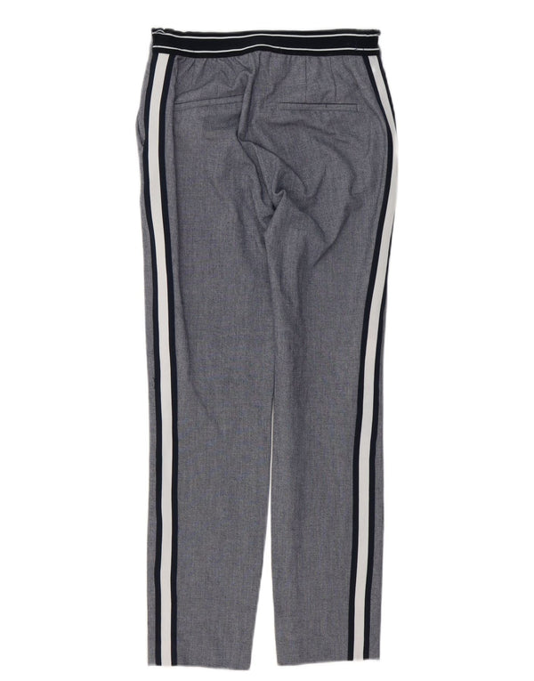 Zara Calça Chino Feminina Slim Pequena W26 L27 Poliéster Listrado Cinza