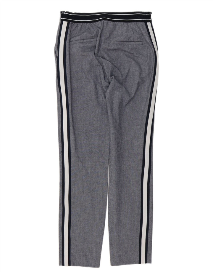 Zara Calça Chino Feminina Slim Pequena W26 L27 Poliéster Listrado Cinza
