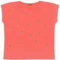 Camiseta feminina gráfica Benetton UK 14 rosa médio