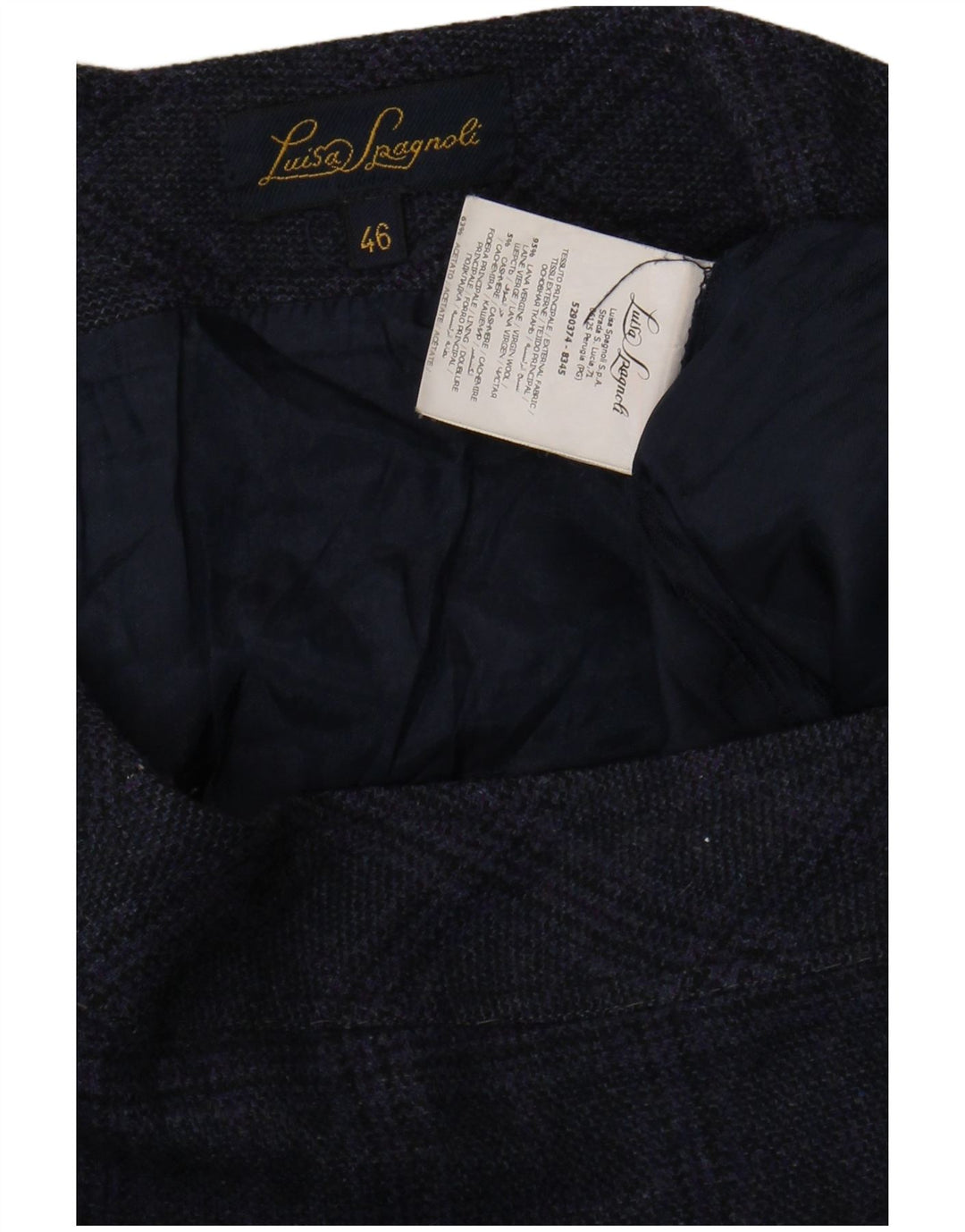 Saia lápis feminina Luisa Spagnoli IT 46 grande W36 xadrez azul marinho