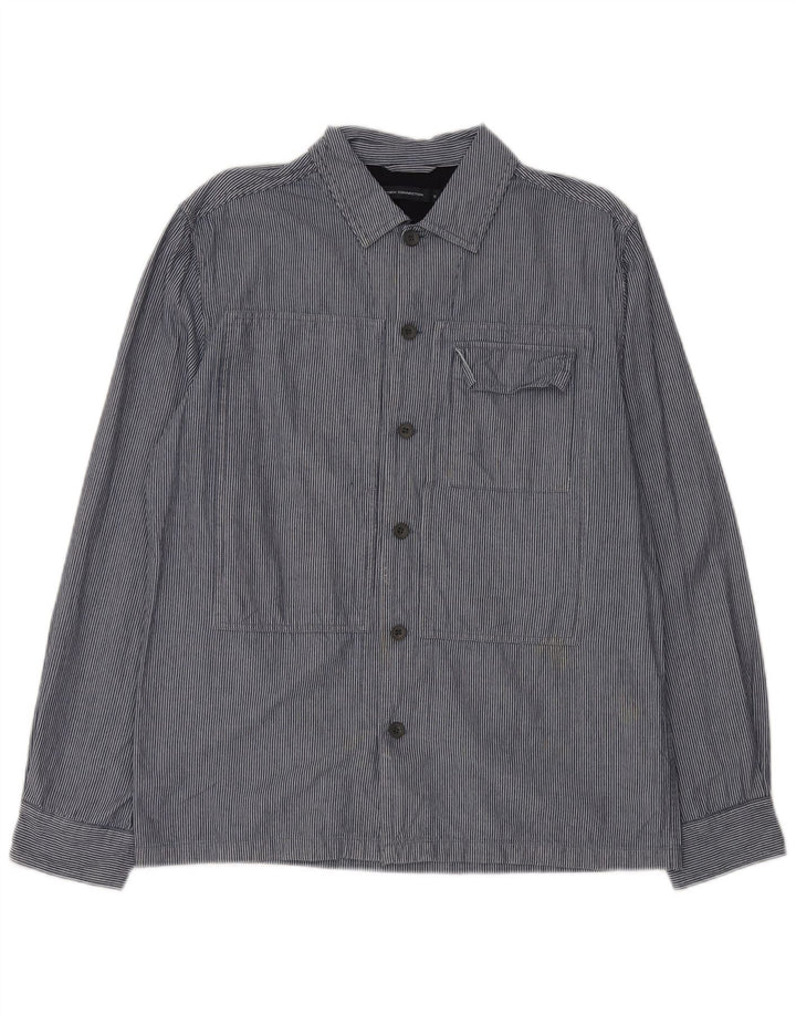 Camisa masculina French Connection pequena risca de giz azul marinho
