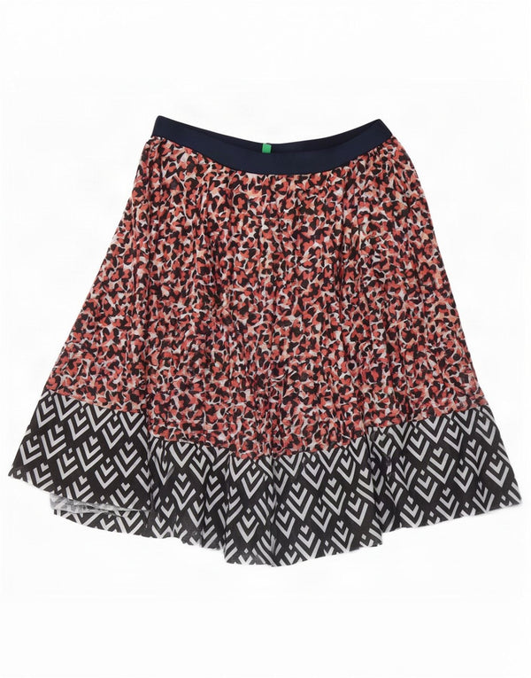 Saia feminina Benetton A-Line XS W26 borboleta geométrica multicolorida