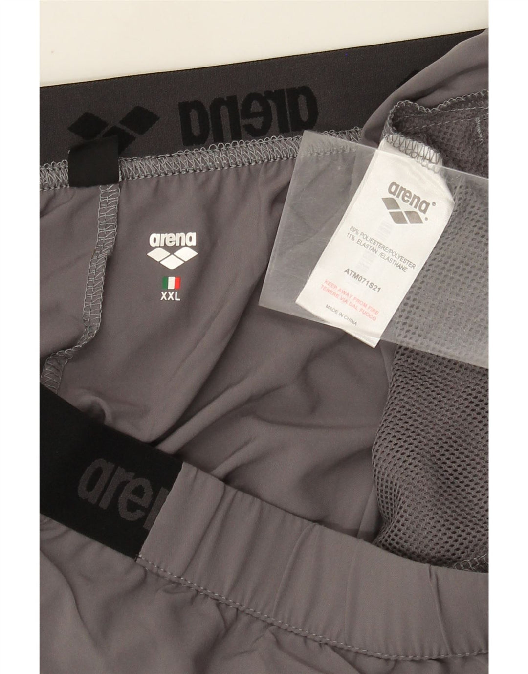 Arena Mens Sport Shorts 2XL Poliéster Cinza