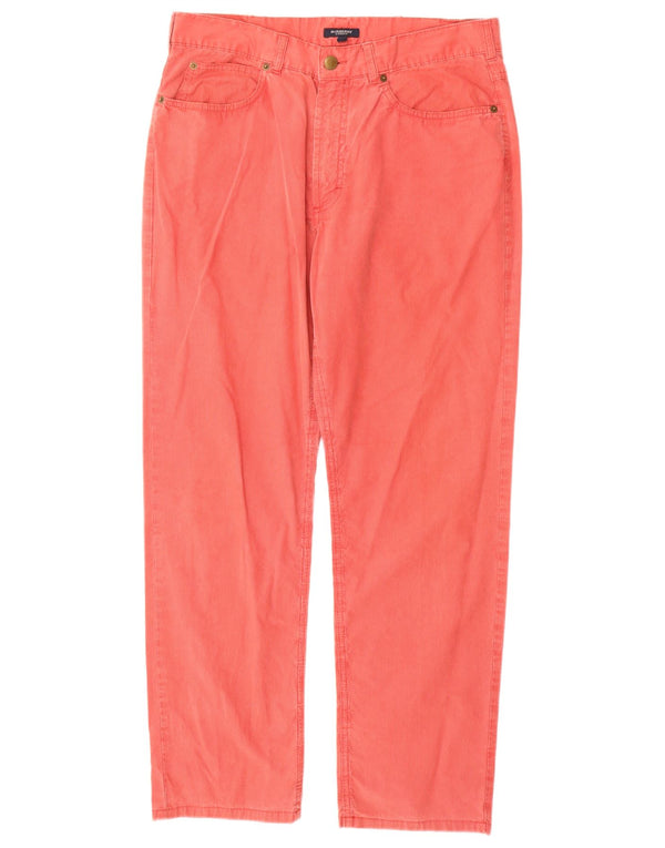 Calça casual reta masculina Burberry IT 50 médio W32 L30 algodão vermelho