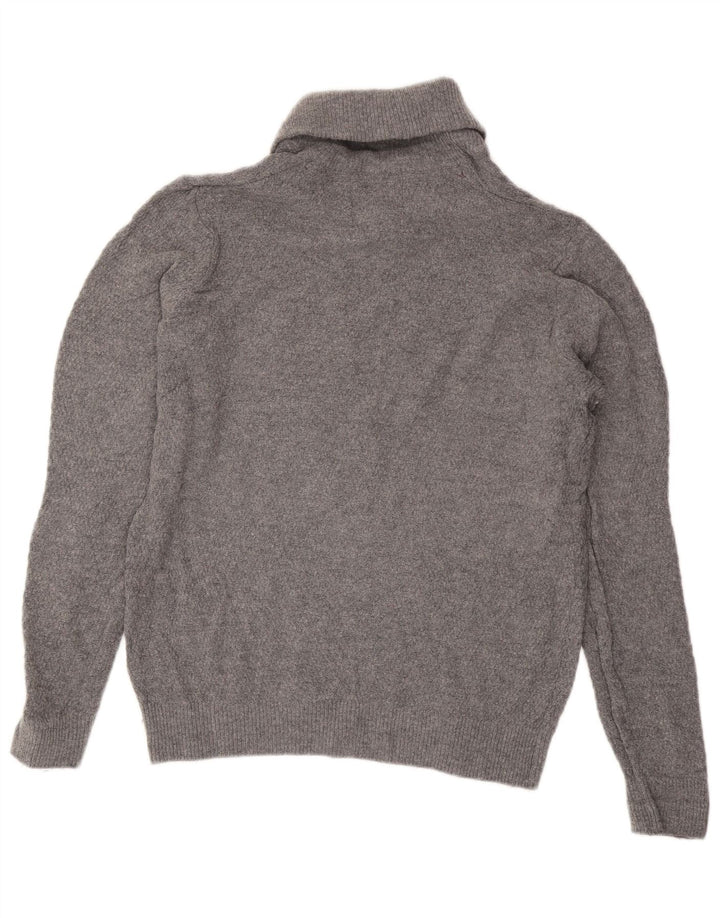 Suéter masculino Marks & Spencer de ajuste regular com gola xale de lã cinza médio