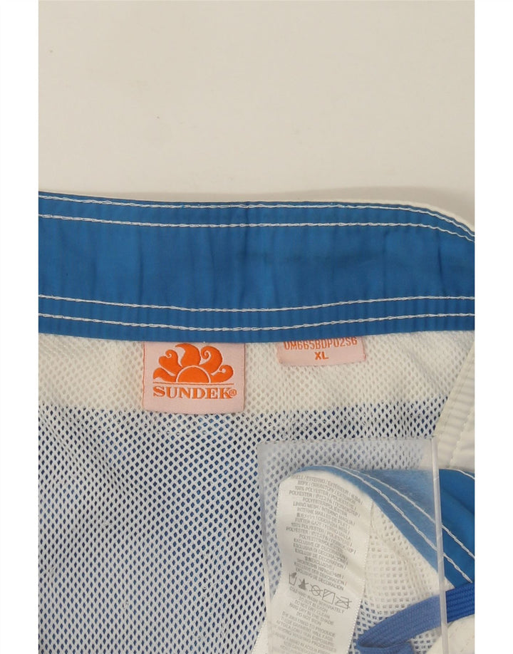 Sundek Mens Graphic Natação Shorts XL Azul Colourblock Poliéster