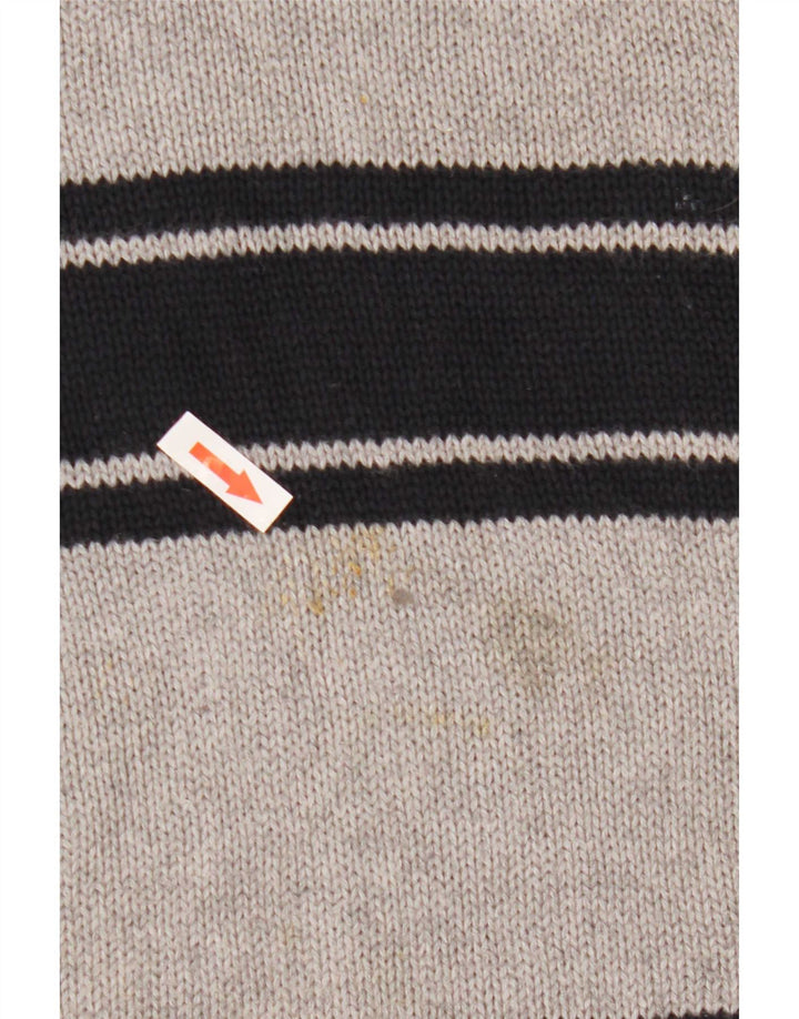 Suéter masculino Chaps com gola redonda e algodão listrado cinza XL