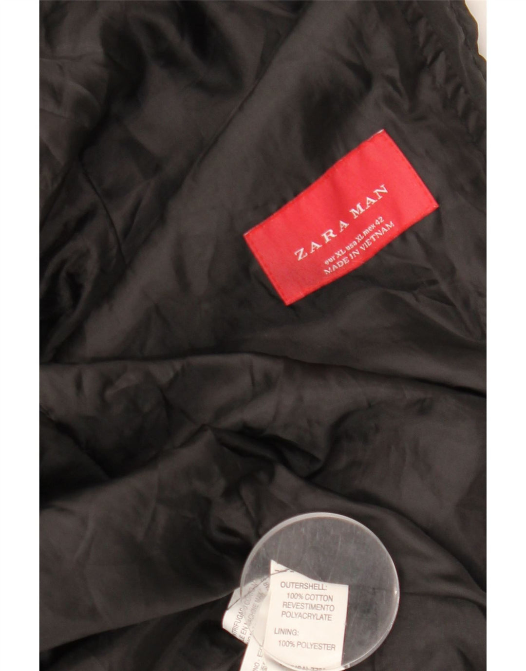 Jaqueta militar masculina ZARA UK 42 XL algodão preto