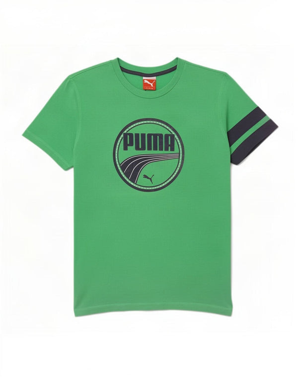 Camiseta masculina Puma Graphic Top Pequeno Verde Colorblock Algodão