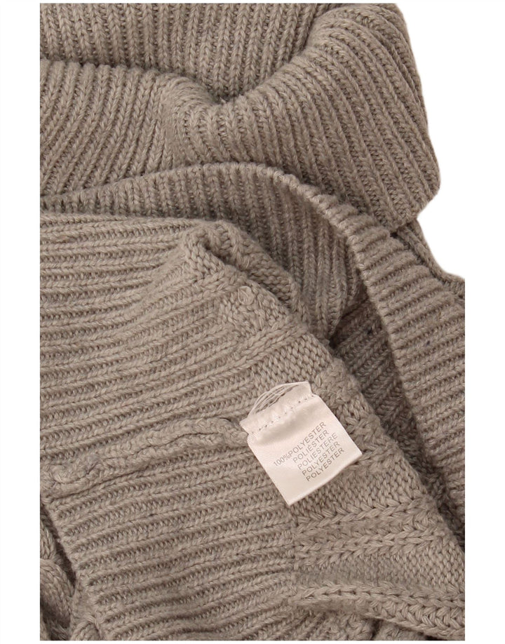 Suéter feminino vintage com gola redonda e poliéster cinza médio UK 12