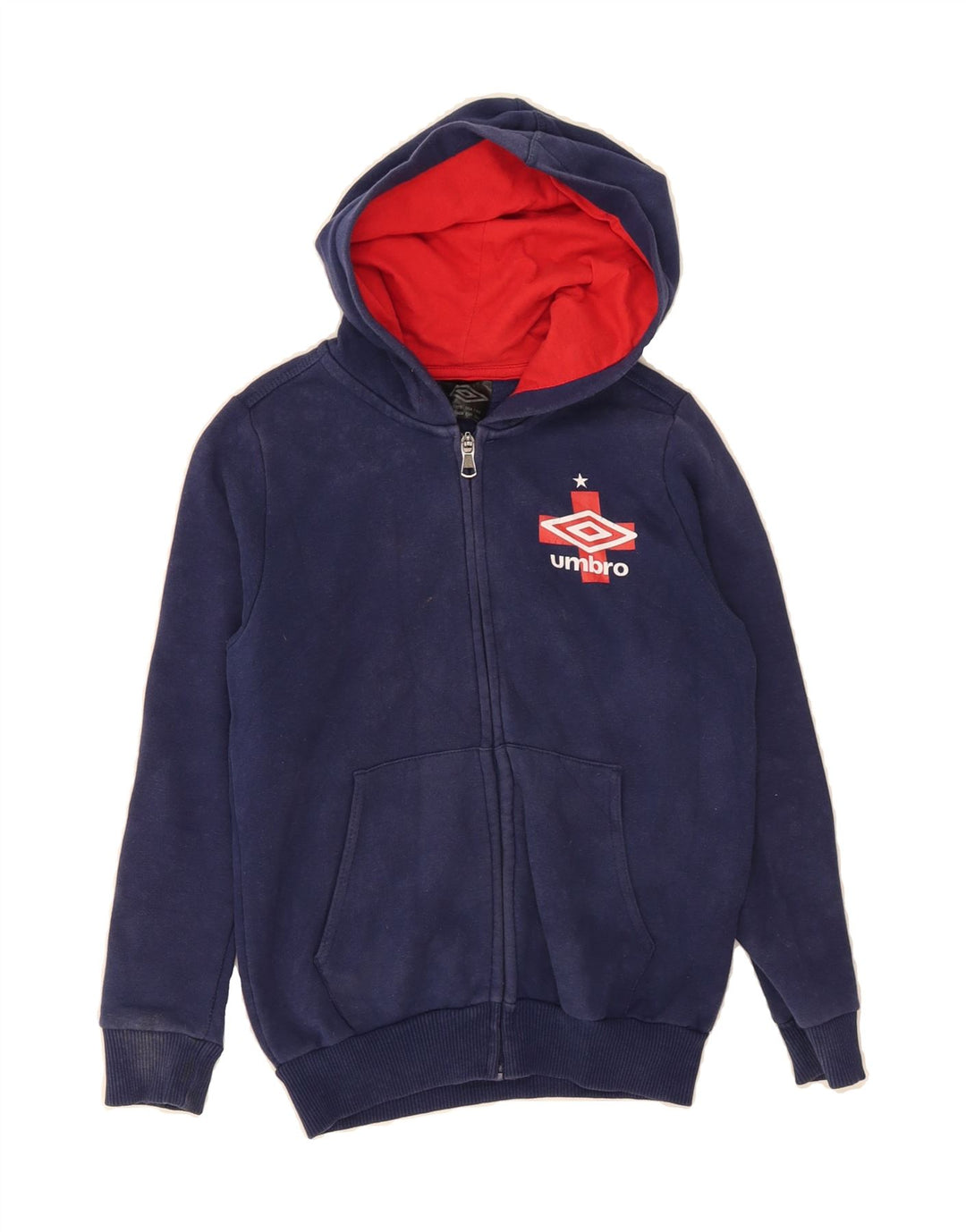 UMBRO Boys Zip Hoodie Sweater 7-8 Years Navy Blue Cotton Vintage Umbro and Second-Hand Umbro from Messina Hembry 