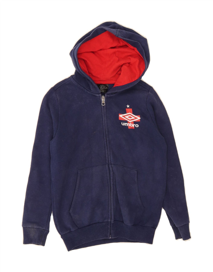 UMBRO Boys Zip Hoodie Sweater 7-8 Years Navy Blue Cotton Vintage Umbro and Second-Hand Umbro from Messina Hembry 