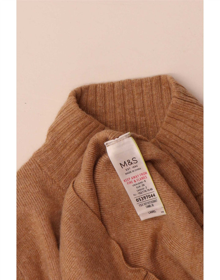 Suéter feminino Marks & Spencer com gola tartaruga Reino Unido 6 XS marrom poliamida