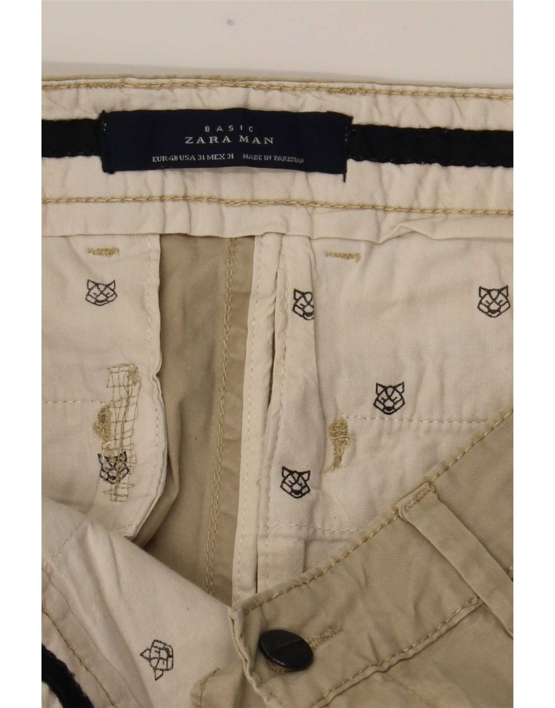 Zara Mens Slim Chino Calças EU 40 Médio W34 L32 Bege