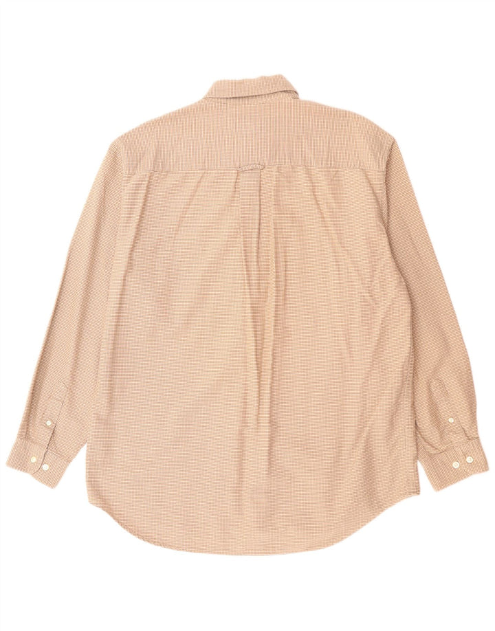Camisa masculina EDDIE BAUER grande algodão xadrez bege