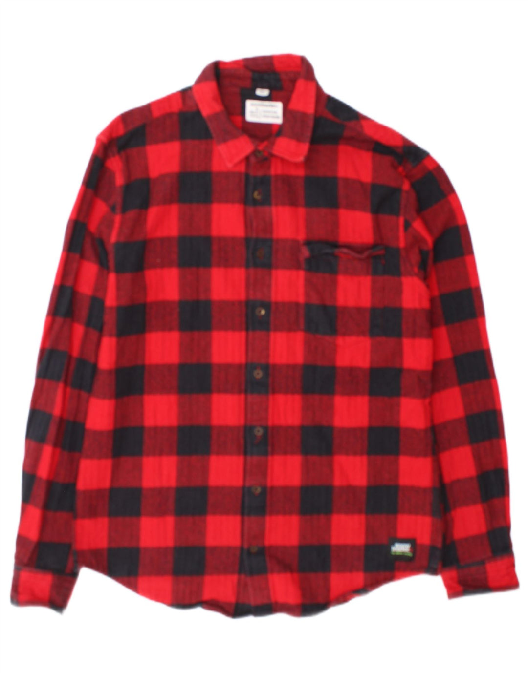 Camisa masculina vintage de flanela XL de algodão xadrez vermelho