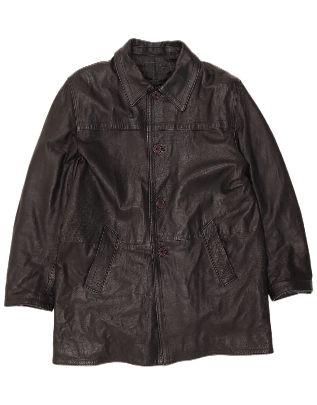 Jaqueta de couro superdimensionada masculina vintage Reino Unido 40 couro preto grande