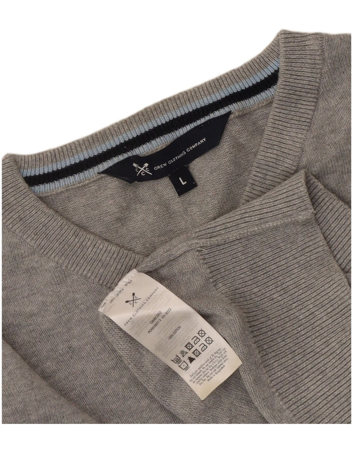 Crew Clothing Suéter masculino com decote em V grande algodão cinza