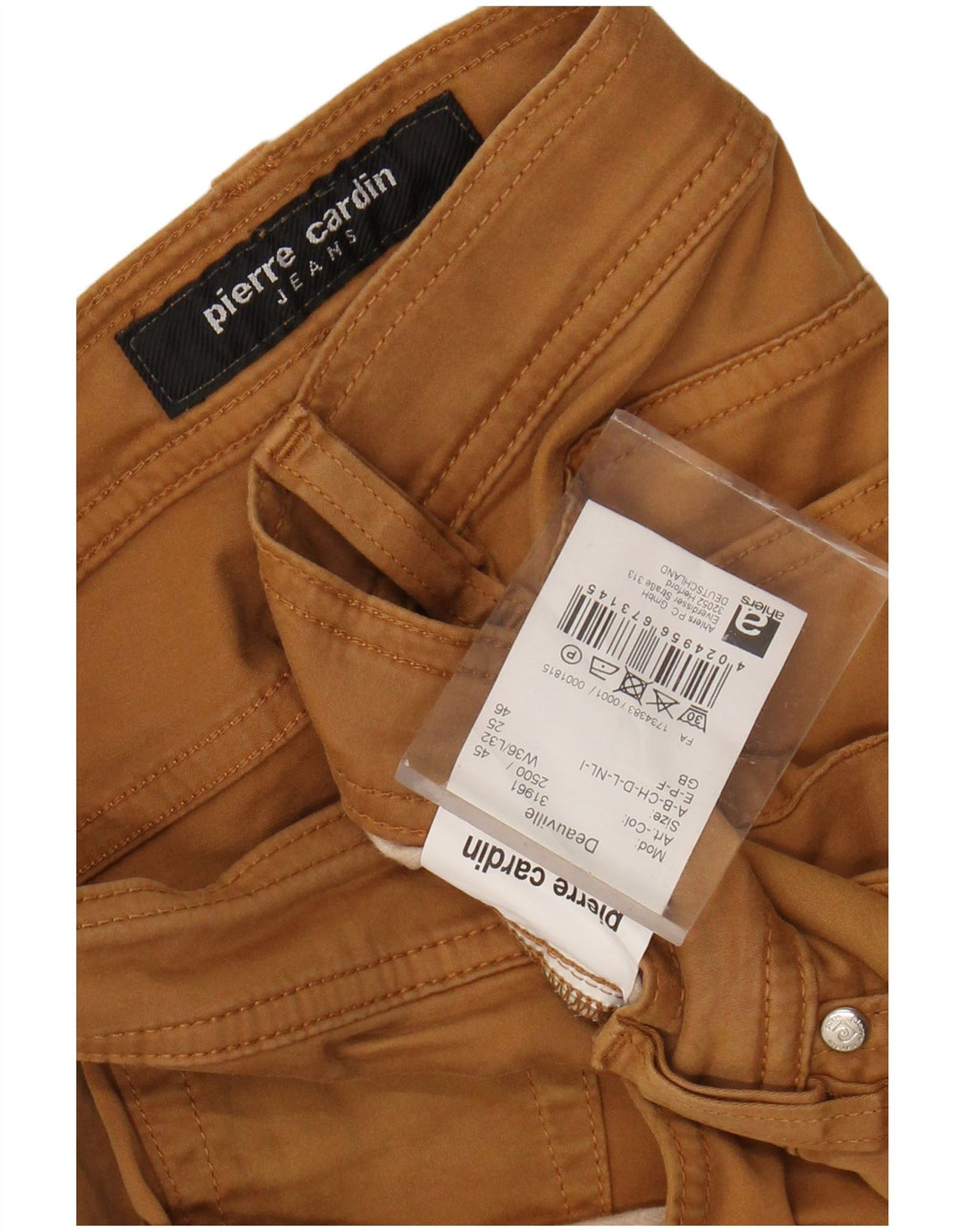 PIERRE CARDIN Calça masculina reta casual W36 L32 algodão bege