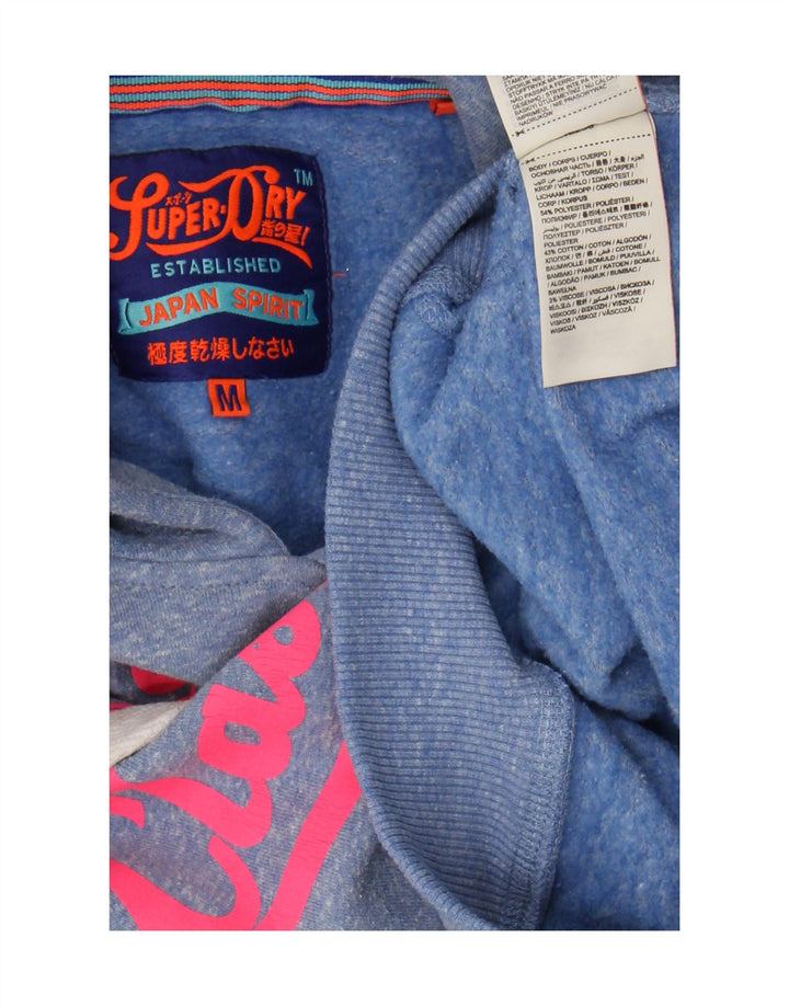 Superdry feminino gráfico moletom com capuz UK 12 poliéster azul médio