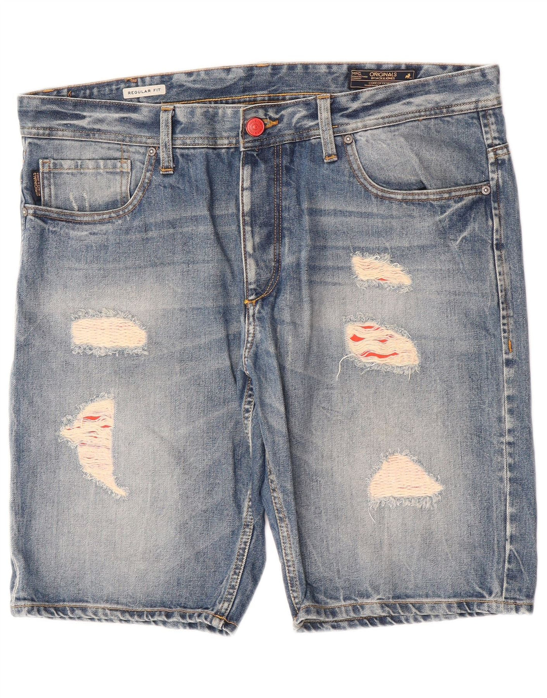 Shorts jeans masculino Jack & Jones desgastado de ajuste regular W38 XL azul