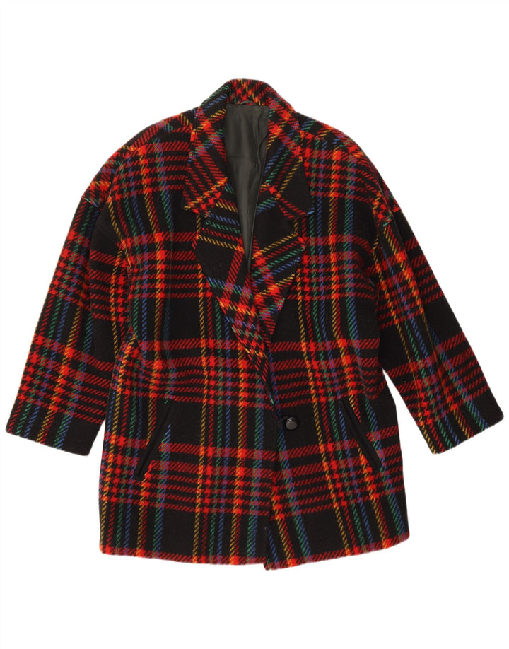 Jaqueta blazer feminina vintage com 1 botão IT 46 grande xadrez multicolorido