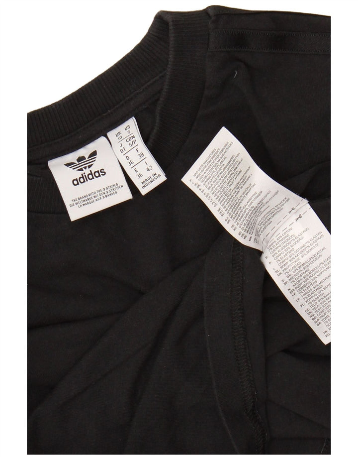 ADIDAS Womens Crop Top Manga Longa UK 10 Pequeno Algodão Preto