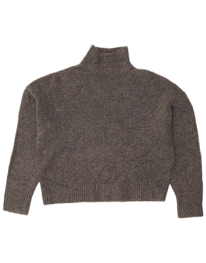 Suéter feminino Zara com gola alta e gola alta, Reino Unido 10 pequeno cinza