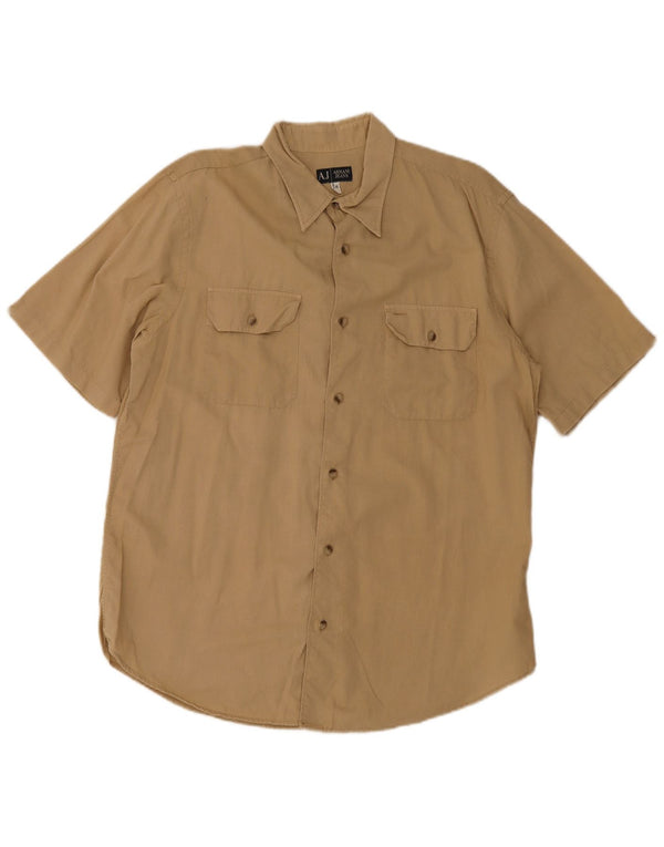 Armani Jeans Camisa masculina de manga curta XL algodão bege