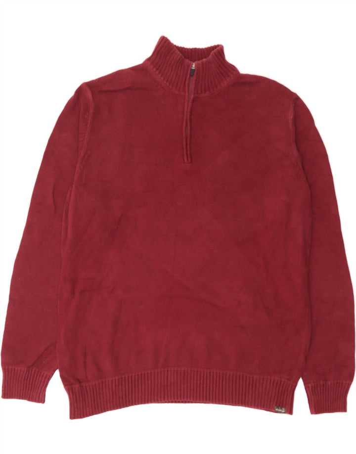 EDDIE BAUER Mens Zip Neck Jumper Sweater XL Burgundy Cotton Vintage Eddie Bauer and Second-Hand Eddie Bauer from Messina Hembry 