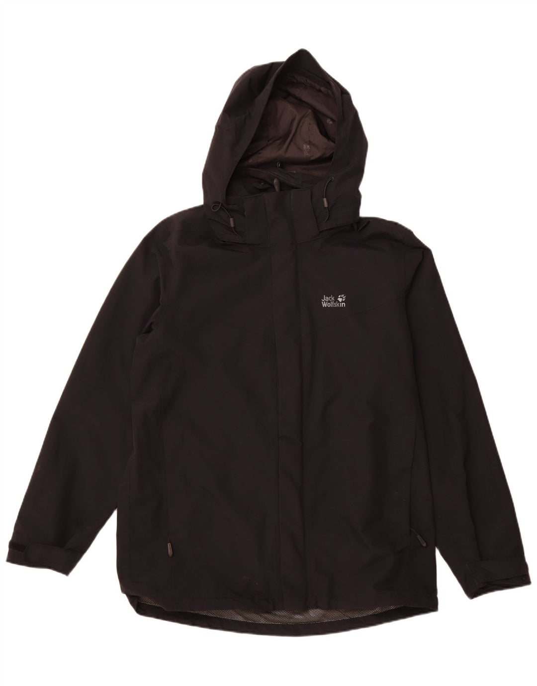 Jaqueta de chuva masculina com capuz JACK WOLFSKIN Reino Unido 42 grande poliamida preta