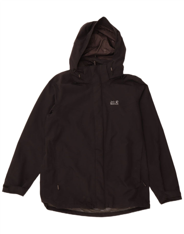 Jaqueta de chuva masculina com capuz JACK WOLFSKIN Reino Unido 42 grande poliamida preta