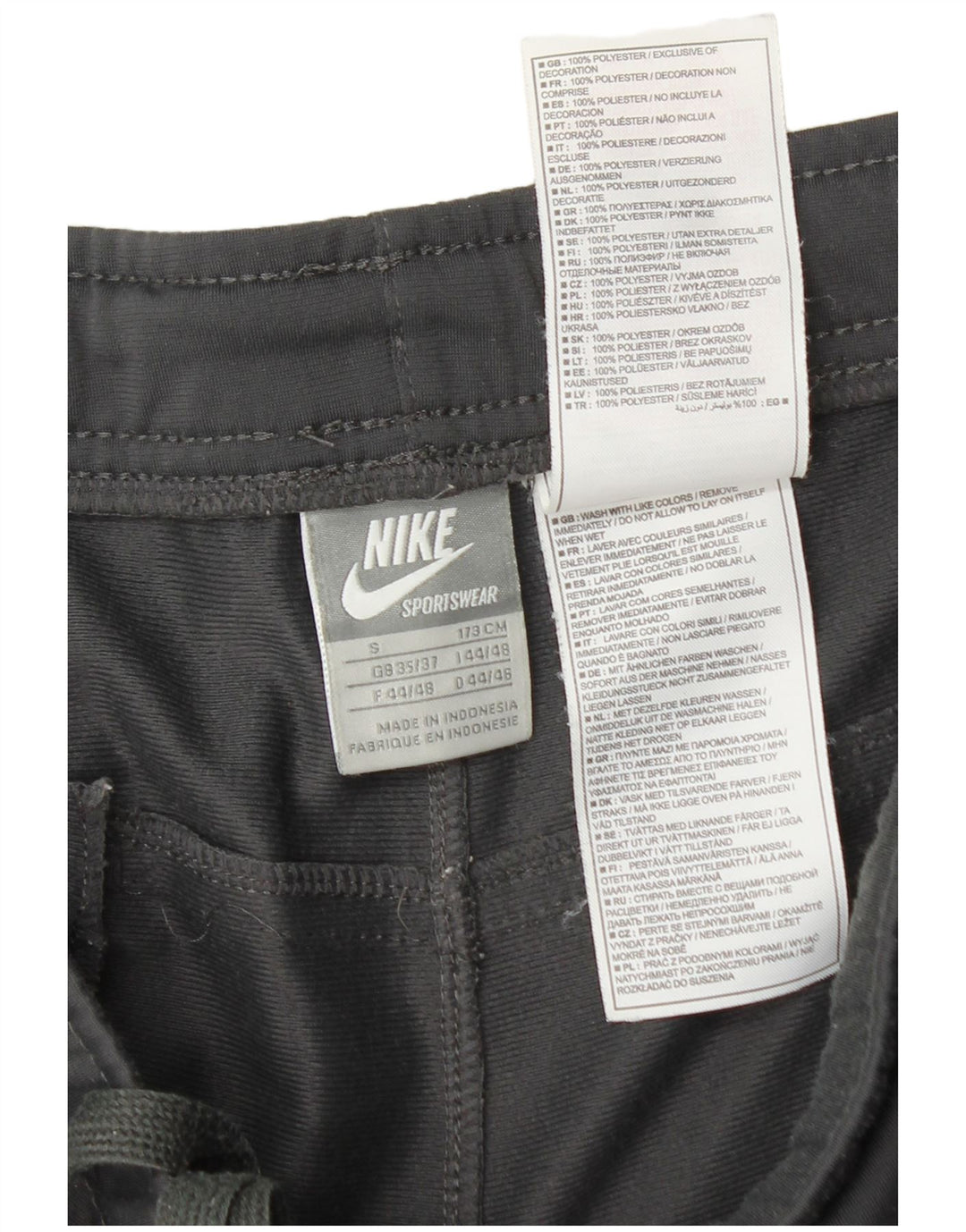 Calça de treino masculina Nike UK 35/37 pequena cinza poliéster