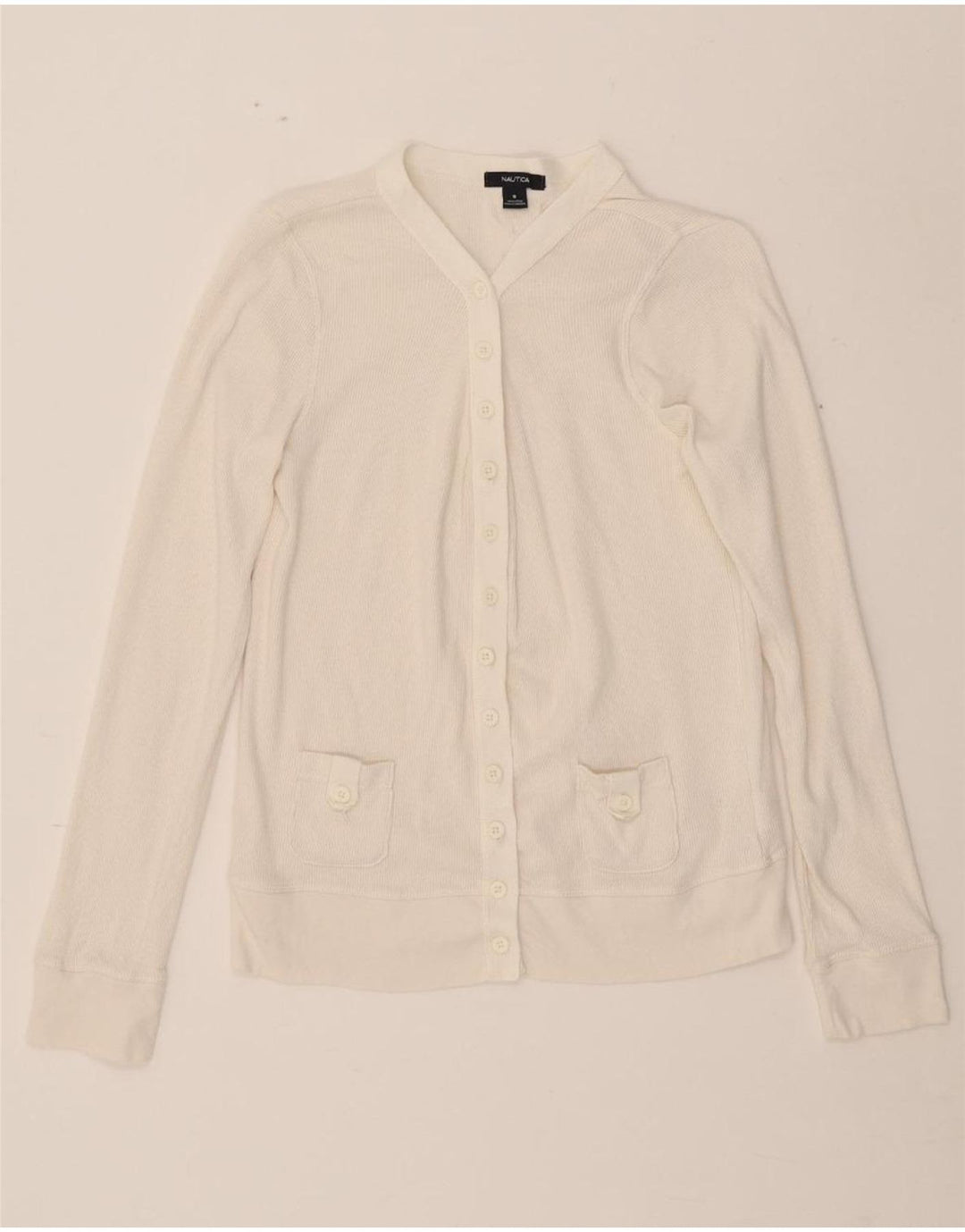 NAUTICA Womens Cardigan Sweater UK 8 Small White Cotton Vintage Nautica and Second-Hand Nautica from Messina Hembry 