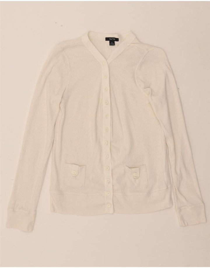 NAUTICA Womens Cardigan Sweater UK 8 Small White Cotton Vintage Nautica and Second-Hand Nautica from Messina Hembry 