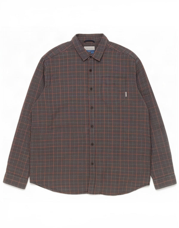 Camisa masculina de flanela Columbia 2XL algodão guingão cinza