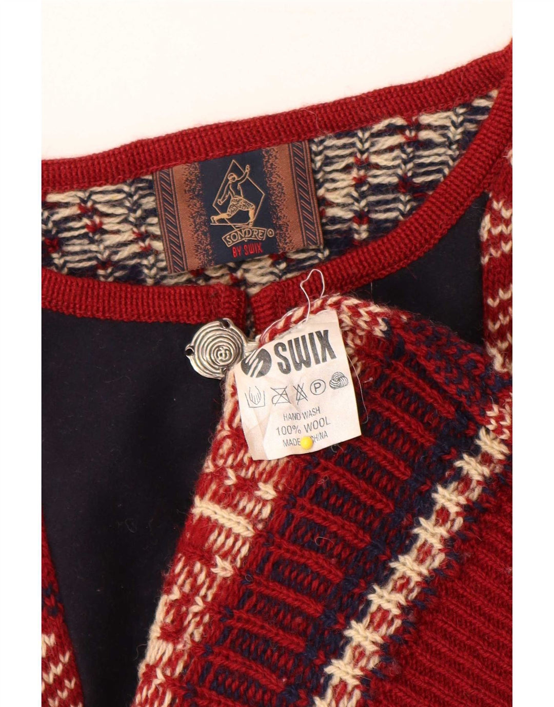 Suéter masculino Sondre com gola redonda, grande lã vermelha Fair Isle