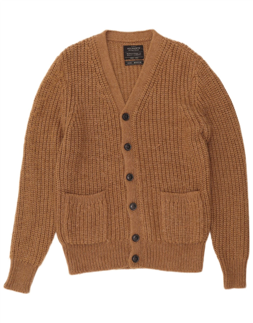 Suéter cardigã masculino All Saints médio marrom acrílico