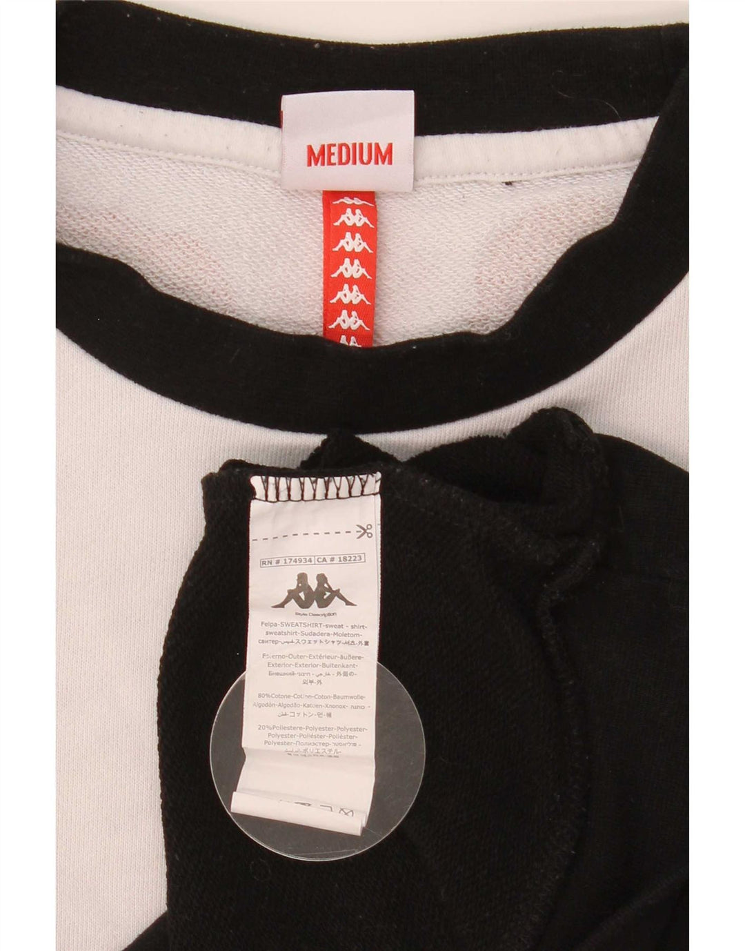 Kappa moletom gráfico masculino jumper médio branco colorblock algodão