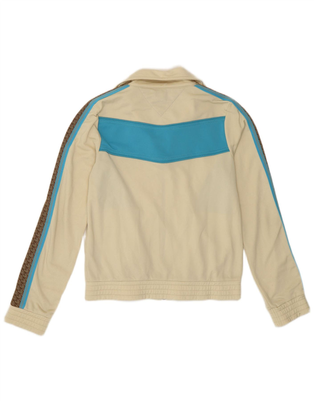 TOMMY HILFIGER Jaqueta feminina de treino UK 10 Small Bege Colourblock